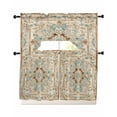 thumbnail image 1 of Sage Green Orange Floral Swag Curtains for Living Room/Bedroom Windows, Boho Vintage Botanical Ethnic Kitchen Curtains and Valances Set 36 Inch Length, Light Filtering Swags Valance Curtain Panels, 1 of 5