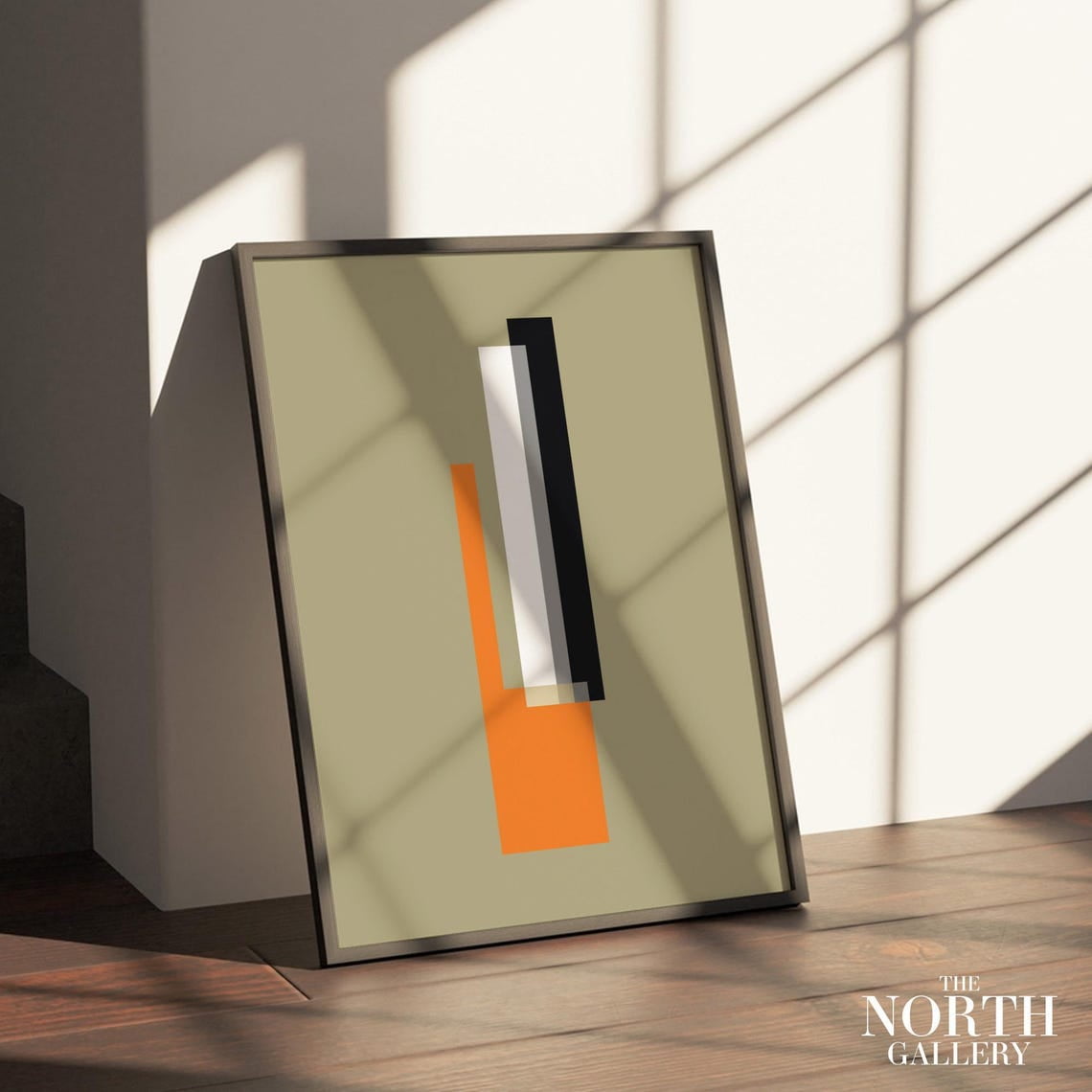 Sage Green Orange Minimalist Poster Print, Modern Geometric Wall Art In ...