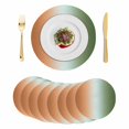 thumbnail image 1 of Sage Green Orange Ombre Round 15 Inch Placemats Set of 8, Abstract Modern Art Aesthetics HeatResistant Non Slip Place Mats for Dining Table, Wipeable Braided Kitchen Table Mats for Housewarming, 1 of 9