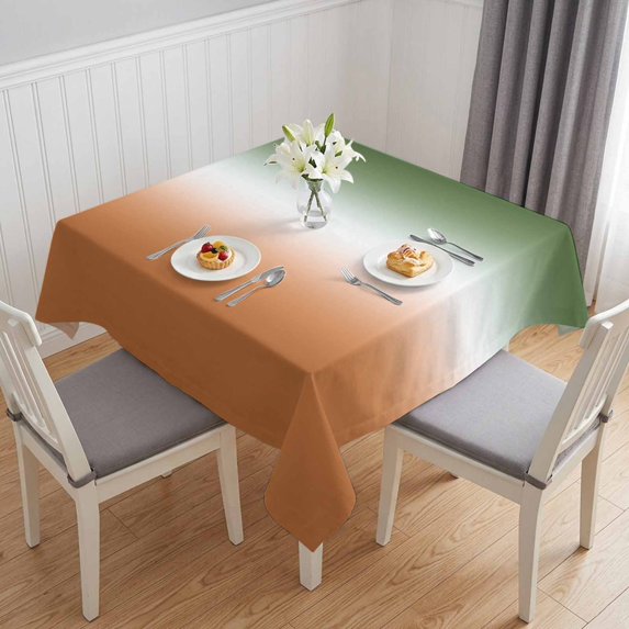 Sage Green Orange Ombre Table Cloth Waterproof Tablecloths, Abstract Modern Gradient Tablecloth Dining Table Cover for Kitchen Party Tabletop Outdoor, Square Tablecloth 54x54 Inch