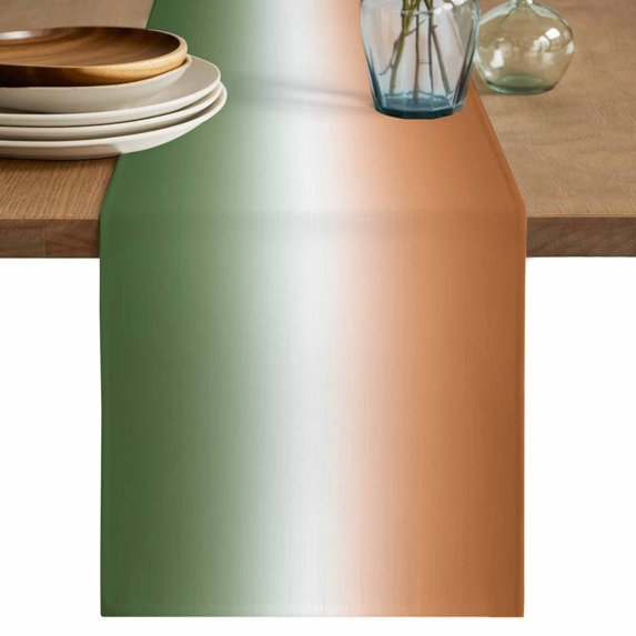 Sage Green Orange Ombre Table Runner, Abstract Modern Gradient Washable Cotton Linen Table Runners 70 Inches Long, Dresser Scarf Runner for Dining/Kitchen/Coffee/TV Stands/Cabinets 13''x70''