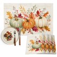 thumbnail image 1 of Sage Green Orange Pumpkins Fall Placemats Set of 2, Thanksgiving Eucalyptus Washable Wipeable Table Mats for Dining Tables, Indoor Outdoor Kitchen Place Mats for Holiday Party Table Decor, 1 of 9