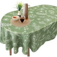 thumbnail image 1 of Sage Green Oval Tablecloth 60 x 84 Inches, Leaves Flower Summer Autumn Tablecloth Table Cover Table Cloths for Parties Kitchen Table, Polyester Fabric Floral Tablecloth, Sage Green Decor Accessories, 1 of 6