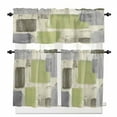 thumbnail image 1 of Sage Green Paint Kitchen Curtains and Valances Set, Abstract Mottled Classic Art Rod Pocket Window Valance 18 Inch Window Curtain Panels for Living Room Bedroom Laundry, 27.5x36in, 3 Pieces, 1 of 7