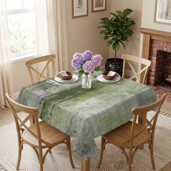 Sage Green Paint Square Tablecloth 54x54 Inch Abstract Art Graffiti Waterproof Polyester Tablecloth for Dining Table, Washable Table Cover for Kitchen Dining Room Wedding Decoration,Stain Resistant