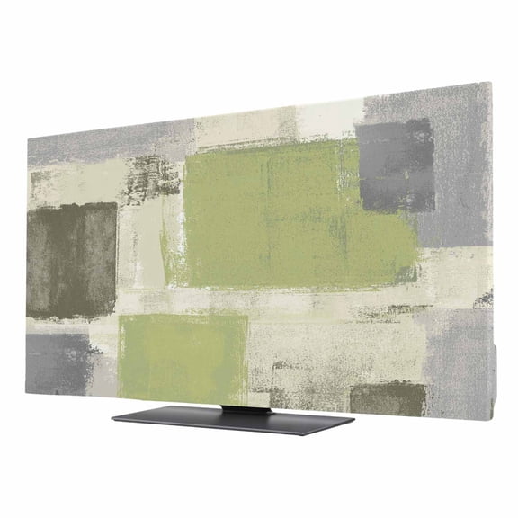 Sage Green Paint TV Dust Cover 24 Inch, Abstract Mottled Classic Art Computer Monitor Cover Dustproof Stretchable Indoor TV Screen Protector for LED LCD Universal Monitors
