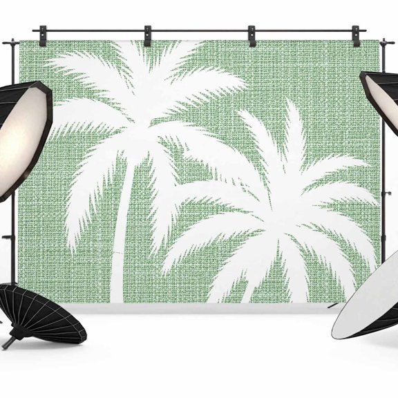 Sage Green Palm Tree Backdrops for Photography, Summer Tropical Beach Country Tree Leaf Linen Texture Fabric Photo Background Sturdy Studio Props for Photo Studio, Video Recording Photoshoot 7x5ft
