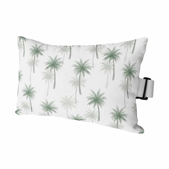 Sage Green Palm Tree Outdoor Pillows for Chaise Lounge Chair Waterproof Lumbar Pillows with Insert&Adjustable Elastic Strap Beach Headrest Pillow Summer Tropical Modern Art Pool Pillow 11"x16"
