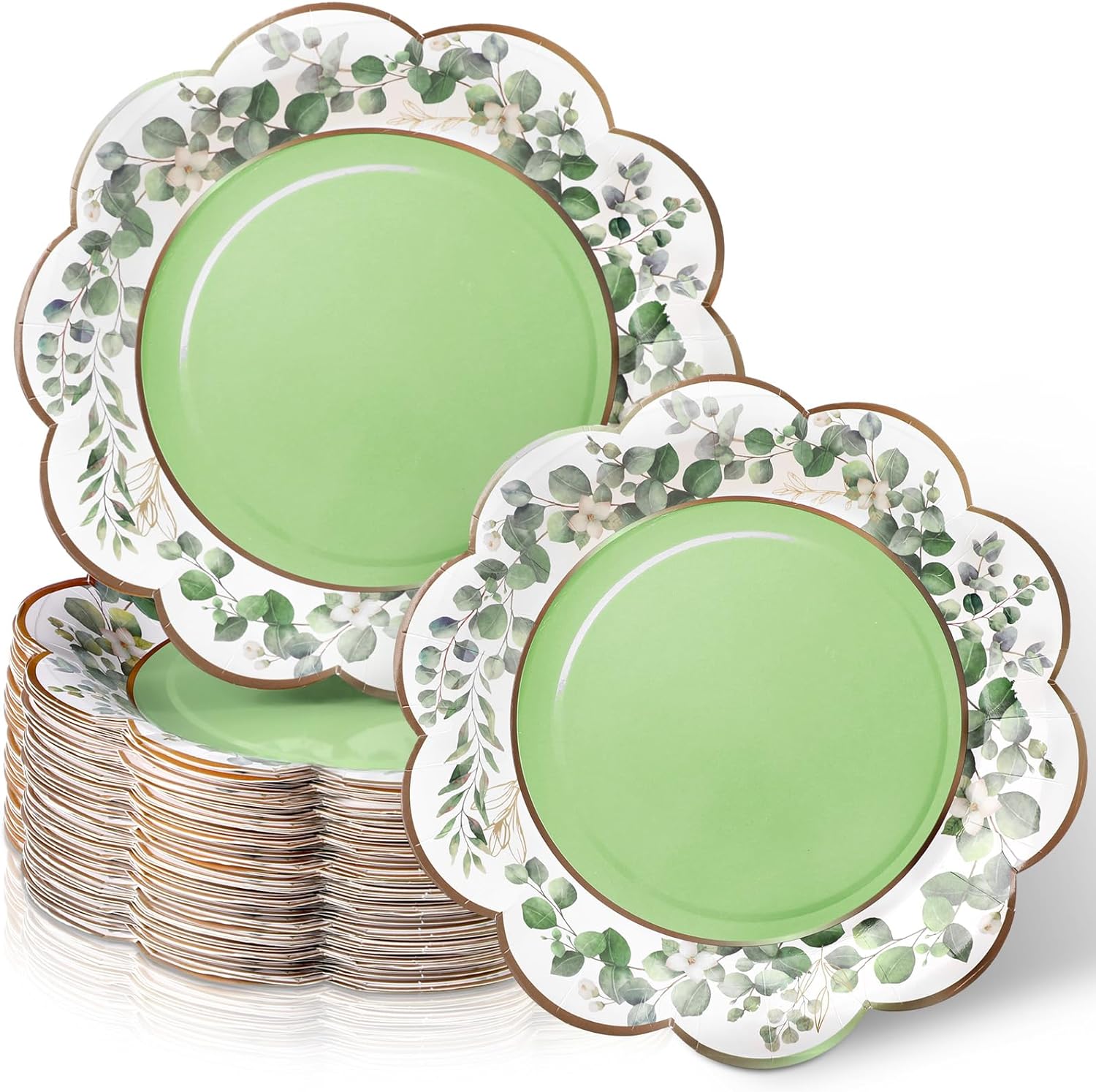 Sage Green Paper Plates Sage Green Party Supplies Eucalyptus Disposable
