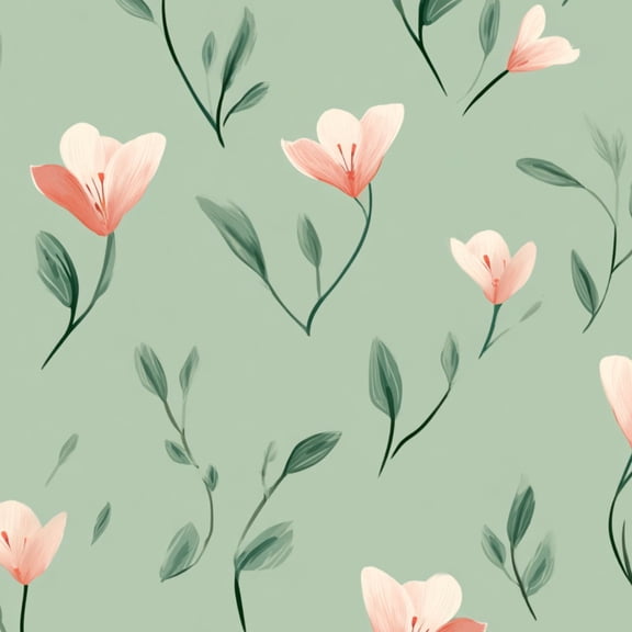Sage Green Peel and Stick Wallpaper Delicate Floral Soft Peach Blooms Green Leaves Light Green Wall Mural 17.7in x 9.8ft Self Adhesive Removable Wall Paper Renter Friendly Wallpaper for Girls Bedroom