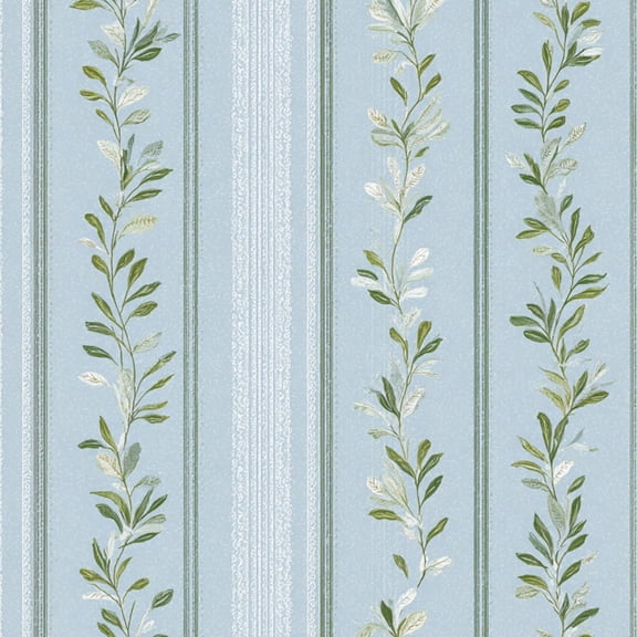 Sage Green Peel and Stick Wallpaper Elegant Floral Vine Light Blue Subtle Stripes Wall Mural 23.6in x 9.8ft Self Adhesive Removable Wall Paper Renter Friendly Wallpaper for Girls Bedroom
