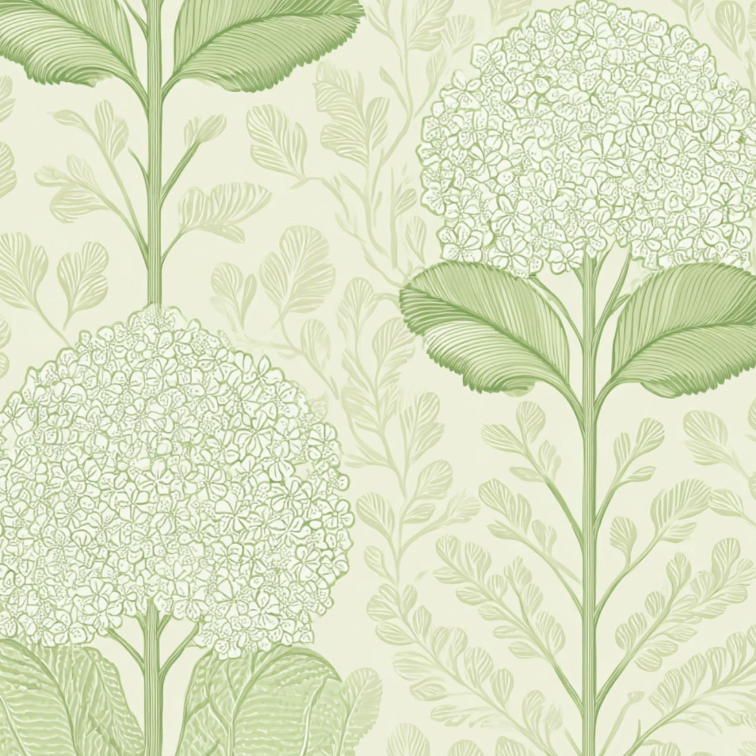 Sage Green Peel and Stick Wallpaper Green Botanical Floral Hydrangea Blossoms Leaves Wall Mural 17.7in x 9.8ft Self Adhesive Removable Wall Paper Renter Friendly Wallpaper for Girls Bedroom