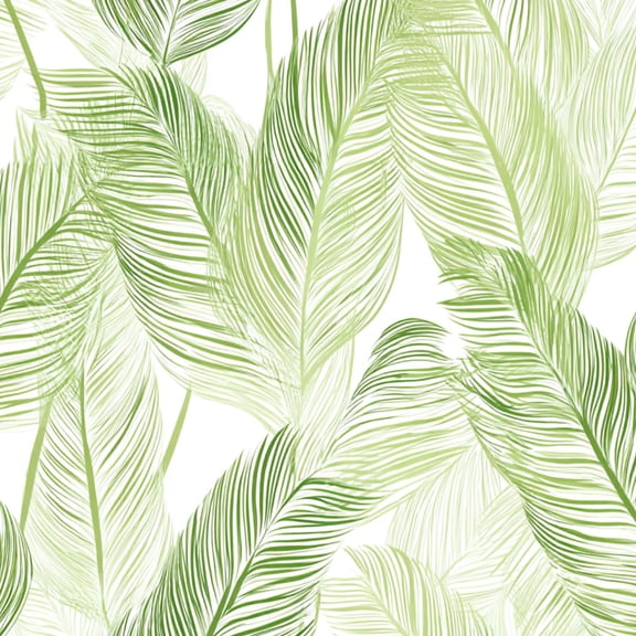 Sage Green Peel and Stick Wallpaper Tropical Green Leaf Delicate Line Wall Mural 23.6in x 9.8ft Self Adhesive Removable Wall Paper Renter Friendly Wallpaper for Girls Bedroom
