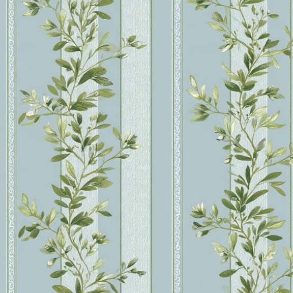 Sage Green Peel and Stick Wallpaper Vintage Botanical Floral Green Leaves Blue Wall Mural 23.6in x 9.8ft Self Adhesive Removable Wall Paper Renter Friendly Wallpaper for Girls Bedroom