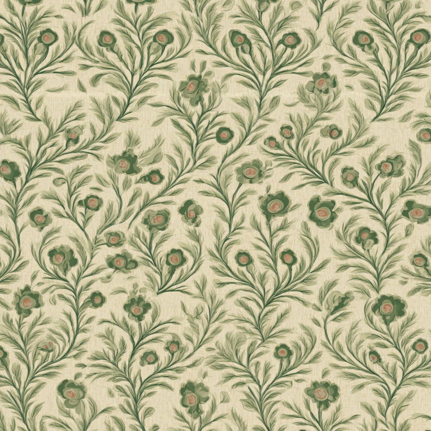 Sage Green Peel and Stick Wallpaper Vintage Floral Green Pink Flowers Beige Wall Mural 17.7in x 9.8ft Self Adhesive Removable Wall Paper Renter Friendly Wallpaper for Girls Bedroom