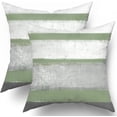 thumbnail image 1 of Sage Green Pillow Covers 16x16 Set of 2 Light Grey White Modern Abstract Art Striped Throw Pillows Farmhouse Outdoor Decorative Pillowcase Cotton Square Cushion Cover for Home Couch Bed, 1 of 6