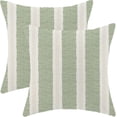 thumbnail image 1 of Sage Green Pillow Covers 18 x 18 Inch, Beige Boho Polka Dots Striped Decor Throw Pillows for Couch Bed, Geometric Modern Farmhouse Outdoor Decorative Pillowcase Linen Cushion Cover Set of 2, 1 of 6