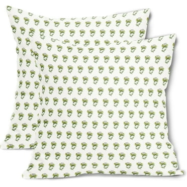 Sage Green Pillow Covers 18x18 Inch Set of 2 Spring Summer Floral Decorative Outdoor Throw Pillow Covers Boho Square Cotton Linen Pillowscase Farmhouse Cushion Case Decor for Home Sofa Couch Bedroom