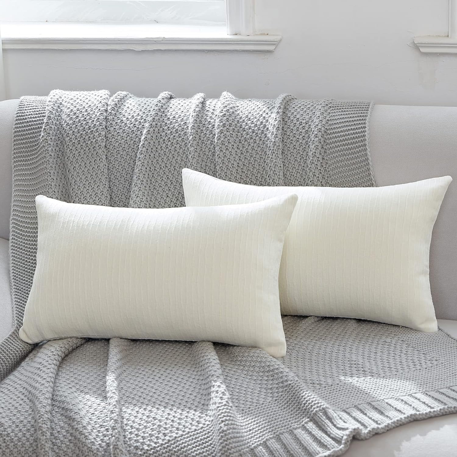 Sage Green Pillow Covers 18x18 Inch Set of 2 Luxurious Chenille