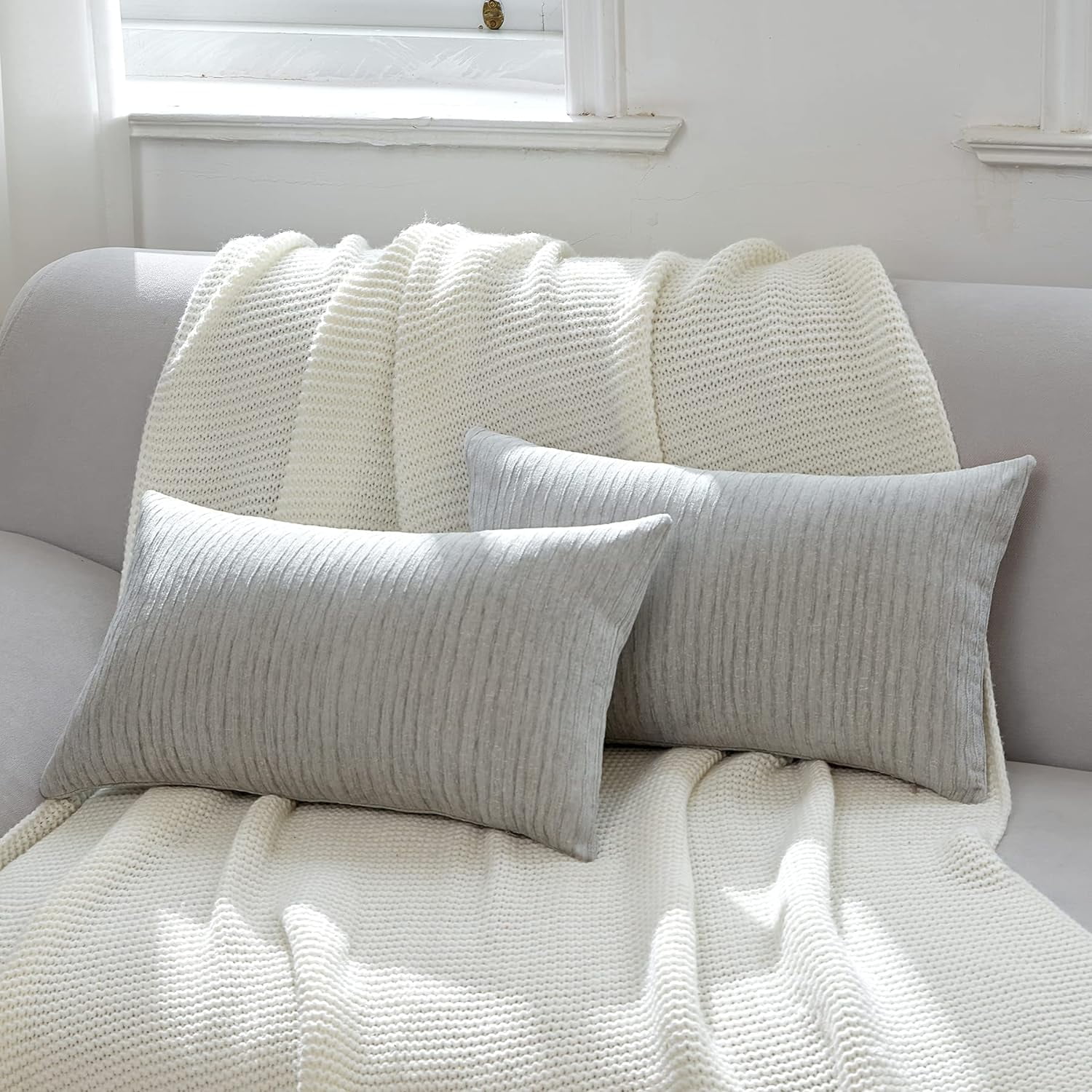 Sage Green Pillow Covers 18x18 Inch Set of 2 Luxurious Chenille