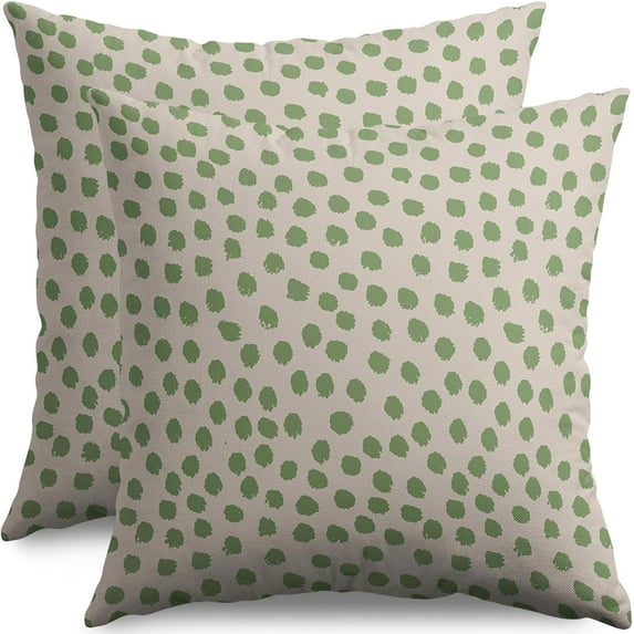 Sage Green Pillow Covers 18x18 Set of 2 Sage Cream Polka Dot Boho Style Print Decorative Throw Pillow Cases Outdoor Farmhouse Decoration for Sofa Couch Bed