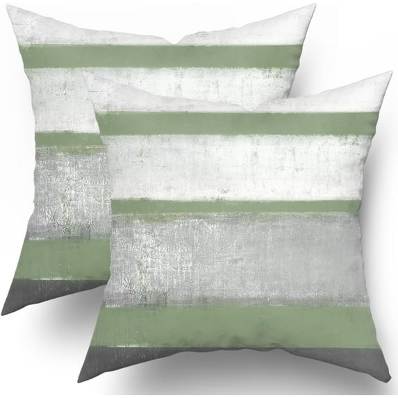 Sage Green Pillow Covers 20x20 Set of 2 Light Grey Gray White Modern Abstract Art Striped Throw Pillows FarmhouseOutdoor Decorative Pillowcase Cotton Square Cushion Cover for Home Couch Bed