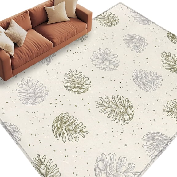 Sage Green Pine Cones Area Rug 5x8 Washable Rug Non Slip Farmhouse Modern Art Large Area Rug Soft Stainresistant Indoor Floor Carpet for Living Room Bedroom Home Office Dining Room Nursery