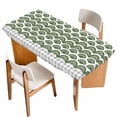 thumbnail image 1 of Sage Green Pine Leaves Table Cloths for 6 Foot Rectangle Tables, Abstract Art Geometric Gray Plaid Patio Waterproof Elastic Fitted Tablecloths, Washable Rectangular Table Cover for Camping, 1 of 8