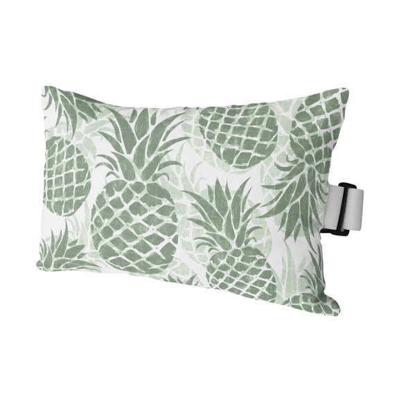 Sage Green Pineapple Outdoor Pillows for Chaise Lounge Chair Waterproof Lumbar Pillows with Insert&Adjustable Elastic Strap Beach Headrest Pillow Summer Botanical Tropical Fruits Pool Pillow 11"x16"