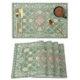 thumbnail image 1 of Sage Green Placemats Set of 8 Bohemia Ethnic Floral Flowers Abstract Place Mats Indoor Wipeable Table Mats Washable Cloth Dining Table Placemats for Kitchen Holiday Party Home Decor 13x19 Inch, 1 of 9