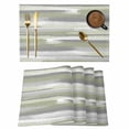 thumbnail image 1 of Sage Green Placemats Set of 8, Modern Abstract Grey Striped Art Placemats for Dining Table, Place Mats for Kitchen Tabletop, Waterproof Wipeable Dining Table Mats Set, 1 of 9