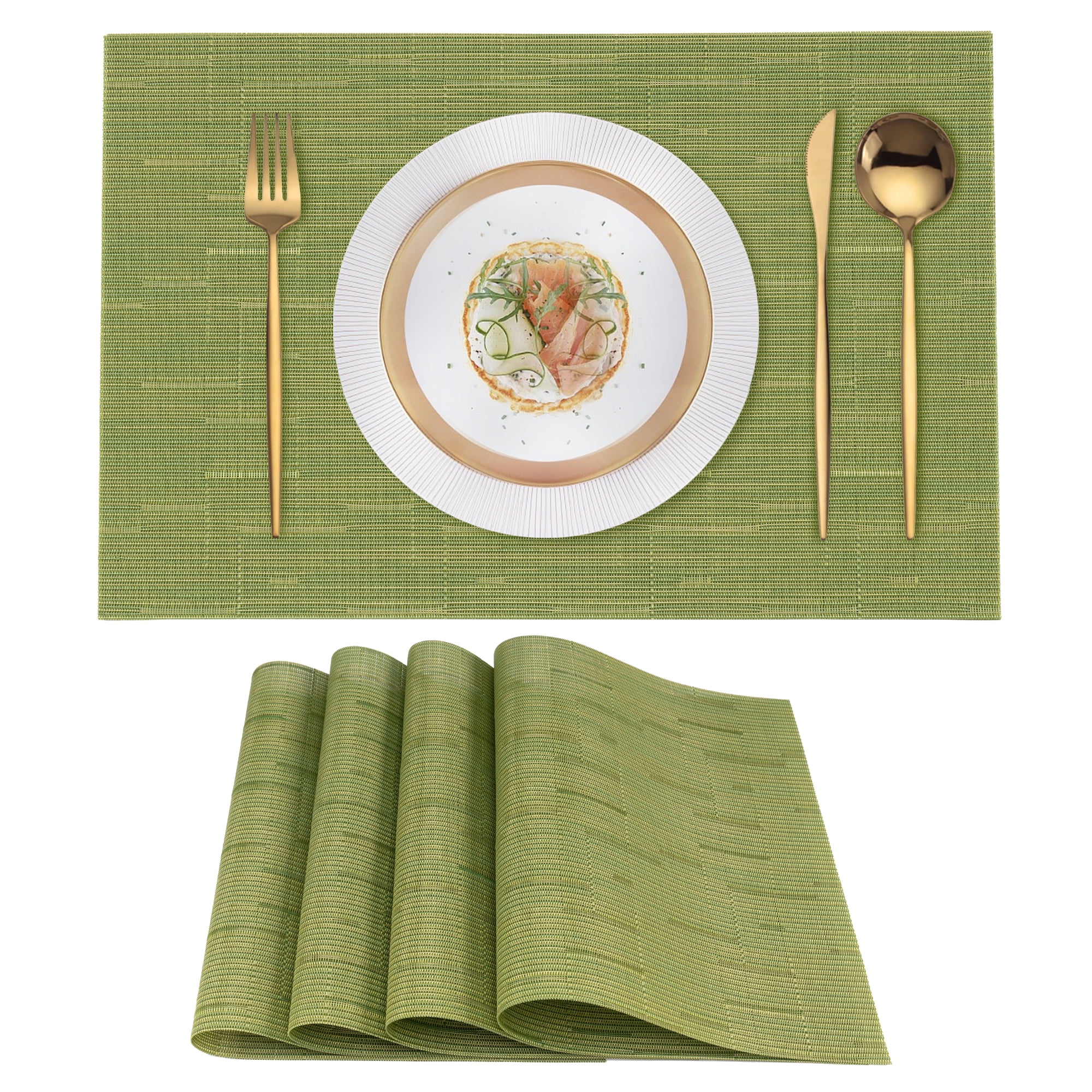Sage Green Placemats Set of 4 Heat Resistant NonSlip Place mats for