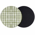 thumbnail image 1 of Sage Green Plaid Coasters Set of 2, Absorbent Coasters for Drinks, Modern Art Checkered Farmhouse Coaster for Desk Coffee Table Protection, Home Decor House Warming Gifts 4", 1 of 8