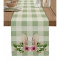 thumbnail image 1 of Sage Green Plaid Easter Burlap Cotton Table Runner 13x70 Inches Long, Spring Summer Floral Checkered Rustic Farmhouse Table Runners, Outdoor Dining Tablecloths Decor for Baby Shower/Party/Wedding, 1 of 6