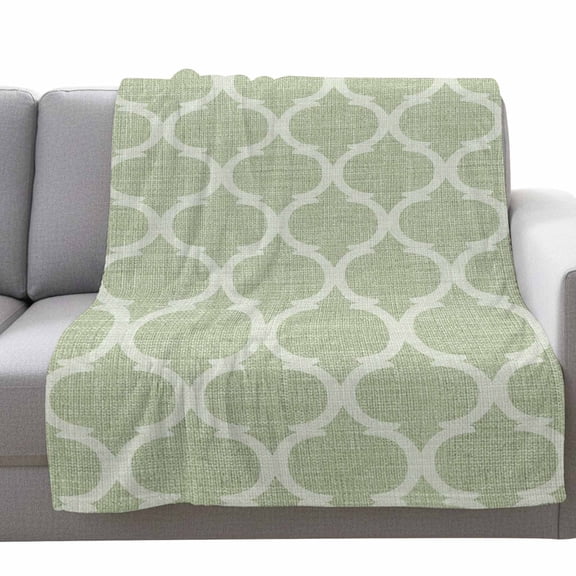 Sage Green Plaid Fleece Throw Blanket Lightweight Retro Country Moroccan National Geometrical Plaid Fuzzy Flannel Throws Super Soft Cozy Flannel Blanket for Couch, Sofa, Bed, Travel 40"x50"