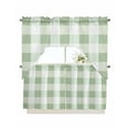 thumbnail image 1 of Sage Green Plaid Kitchen Curtains Swag Valance and Tier Curtains Set 24 Inch Length, Spring Farmhouse Buffalo Checkered Rod Pocket Drape Panels Pair Swag Curtains for Bathroom/Cafe/Window, 1 of 6