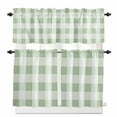 thumbnail image 1 of Sage Green Plaid Kitchen Curtains and Valances Set, 3 Piece Kitchen Curtains Set 24 Inch Length, Spring Farmhouse Buffalo Checkered Rod Pocket Curtains Tier Farmhouse Window Curtains, 1 of 6