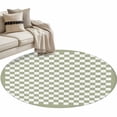 thumbnail image 1 of Sage Green Plaid Large Area Rugs for Bedroom Living Room, Soft Non Slip Carpet Bedside Rug, Farmhouse Green White Checkered Lace Round Floor Cover Kitchen Accent Rug 3' for Dining Room/Office, 1 of 9