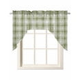thumbnail image 1 of Sage Green Plaid Swag Valances for Windows, Small Curtains Drapes, Modern Art Checkered Farmhouse Kitchen Window Curtains Over Sink Rod Pocket Window Treatment Valance for Bedroom/Bathroom 56"x36", 1 of 5
