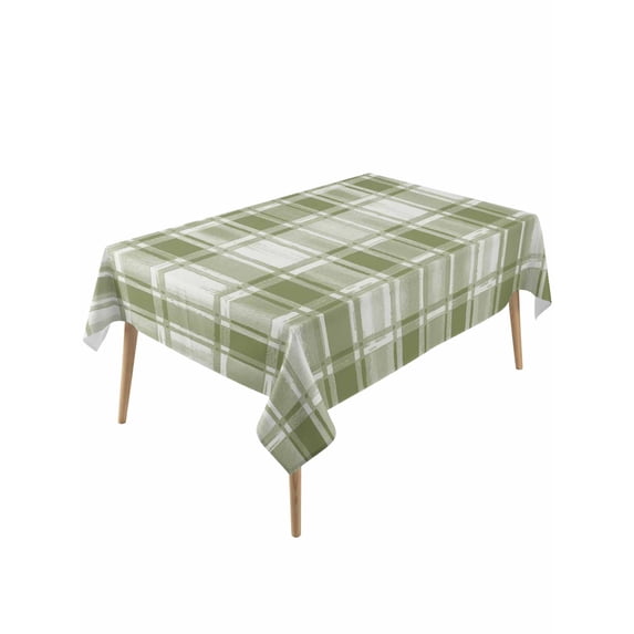 Sage Green Plaid Table Cloth, Waterproof Tablecloth for Rectangle Tables, Modern Art Checkered Farmhouse Reusable Washable Fabric Table Cover for Restaurant Kitchen Dining Tables 54"x108"