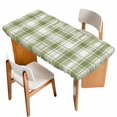 thumbnail image 1 of Sage Green Plaid Table Cloths for 4 Foot Rectangle Tables, Modern Art Checkered Farmhouse Patio Waterproof Elastic Fitted Tablecloths, Washable Rectangular Table Cover for Camping, 1 of 8