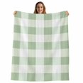 thumbnail image 1 of Sage Green Plaid Throw Blanket, Flannel Fleece Blanket with Striped Design for Couch, Spring Farmhouse Buffalo Checkered Soft Breathable All Season Plush Blankets for Sofa Office Bed 50"x60", 1 of 9