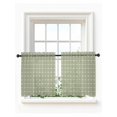 thumbnail image 1 of Sage Green Plaid Tier Curtains 24 Inch Length,Sheer Curtains for Bedroom Living Room Farmhouse Modern Simple Line Grid Points Short Kitchen Curtains Drapes for Small Half Window 27.5"x24" 2 Panels, 1 of 7