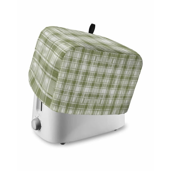 Sage Green Plaid Toaster Cover 2 Slice, Small Kitchen Appliance Covers, Modern Art Checkered Farmhouse Toaster Oven Cover with Loop, Bread Machine Cover Polyester Dust Cover Protection