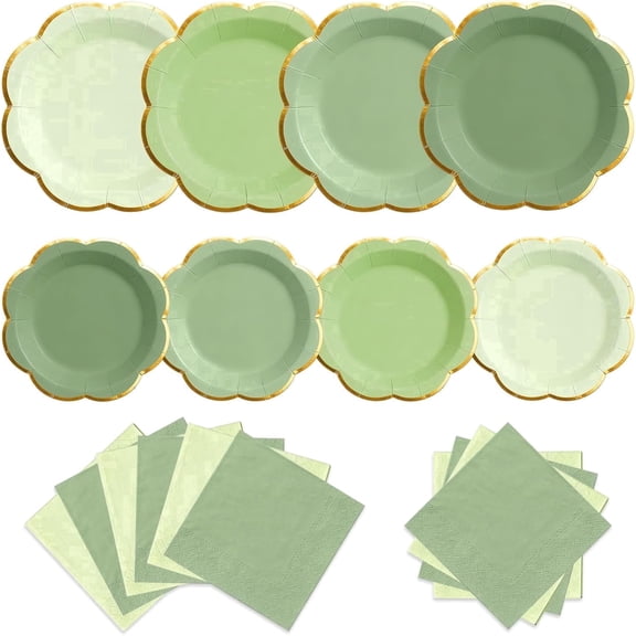 60 Pack Sage Green Plates and Napkins ,Disposable Green Tableware Sets for Birthday,Baby Shower, Wedding, Bridal & Tea Party Supplies, 20 Guests