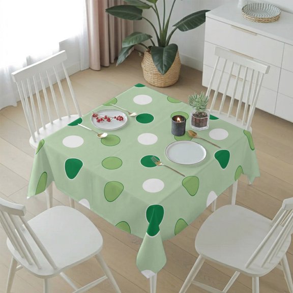 Sage Green Polka Dot Table Cloth 54x54in, Waterproof Square Tablecloth Wipeable Tablecloths Country Farm Theme Table Covers for Dining Tables Party Indoor Outdoor