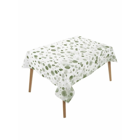 Sage Green Polka Dot Table Cloth, Modern Art Abstract Watercolor Dot Waterproof Tablecloth for Rectangle Tables, Reusable Washable Fabric Table Cover for Restaurant Kitchen Dining Tables 60"x102"