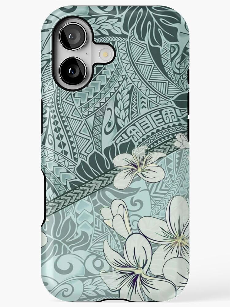 Sage Green Polynesian Geometric and Plumeria Floral Tough Case for ...