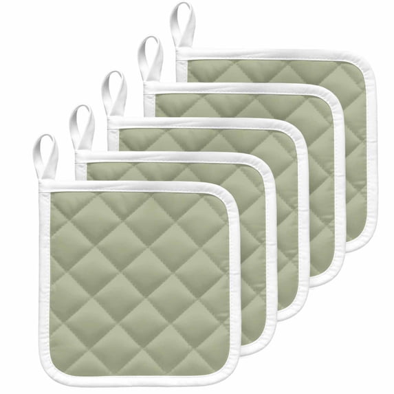 Sage Green Pot Holders for Kitchen Heatproof Potholder, 5 Pack Farmhouse Sage Green Decor Hot Pads Multipurpose Oven Pads Cloth Potholders Trivet for Cooking Baking