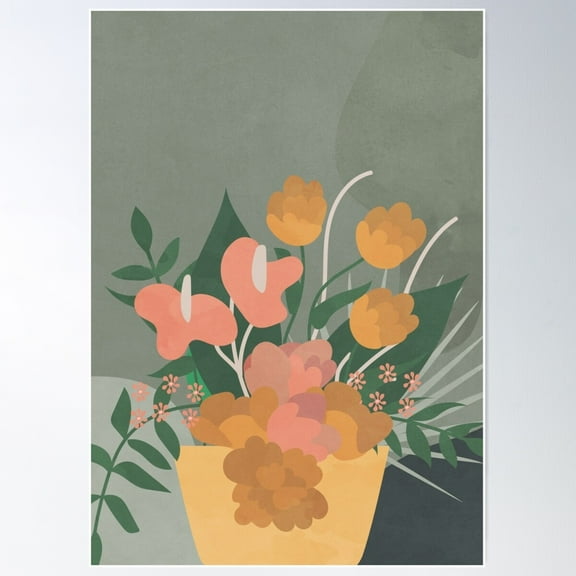 Sage Green, Potted Floral Art, Minimalist Botanical Poster Wall Art, Modern Wall Decor For Living Room Bedroom, 8x12 UNFRAMED